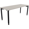 Schreibtisch in lichtgrau mit anthrazit metallic Rundrohrbeinen, rechteckige Form.