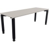 Schreibtisch mit lichtgrauem Oberteil und anthrazitmetallic Vierfußgestell.