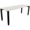 Schreibtisch mit vier Füßen, rechteckiger Tischplatte in weiß und anthrazit metallic Gestell.