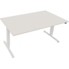 Schreibtisch in diamantweiß mit verstellbarer Höhe, Maße 1.600 x 625-1.285 x 900 mm.
