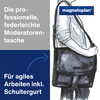 Schultertasche mit Grafiken und Text, die die Verwendung für agile Arbeit hervorhebt.