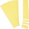 Gelbe Einsteckkarten im C-Profil, 7 x 1,7 cm, vorperforiert, in verschiedenen Längen angeordnet.