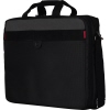 Schwarze Notebooktasche mit zwei Griffen und mehreren Fächern für Zubehör bis 43,2 cm.