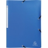Blaue, blickdichte Sammelmappe mit Eckspanner und seitlichem Beschriftungsfeld.