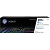 HP Toner 207X in cyan mit Verpackungsdesign und Produktspezifikationen.