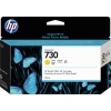 HP Tintenpatrone 730 gelb 130 ml in einer Verpackung mit Schmetterlingsmotiv.