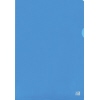 Blaue Sichthülle aus Kunststoff mit rundem Ausschnitt für Dokumente.