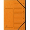 Orangefarbene Ordnungsmappe mit 12 Fächern und Beschriftungsmöglichkeiten auf der Vorderseite.