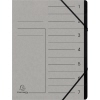 Graue Ordnungsmappe mit 7 Fächern und Vordruck zur Kennzeichnung, geschlossene Ansicht.