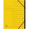 Gelbe Ordnungsmappe mit 7 Fächern, Deckel mit Vordruck zur Kennzeichnung der Fächer.
