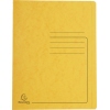 Gelber Schnellhefter mit eingeprägten Linien und Logo unten links.
