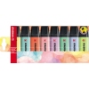 Acht pastellfarbene STABILO Textmarker BOSS ORIGINAL in einer Verpackung.