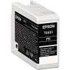 Schwarze Epson Tintenpatrone T46S1 mit Produktinformationen auf der Verpackung.