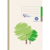 Kladde DIN A5 kariert mit braunem Geweberücken und grüner Baumillustration auf hellbeigem Papier.