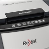 Oberfläche des Rexel Aktenvernichters mit Tasten und Füllstandanzeige.