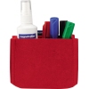Roter Stiftehalter aus Filz mit Boardmarkern und einem Sprayfläschchen für Tafelreiniger.