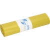 Gelber Müllbeutel im Rollenformat mit Aufdruck auf der Verpackung.
