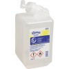 Handdesinfektionsmittel in einem klaren 1000 ml Nachfüllbehälter mit Dosierspender.