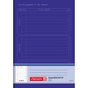 Hausaufgabenheft mit blauer Cover-Seite und Wochenübersicht auf Innenseite.