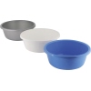 Drei Schüsseln in verschiedenen Farben (grau, weiß, blau) mit einem Volumen von 6.000 ml.