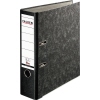 Dunkelgrauer Ordner mit Wolkenmarmor-Muster und zwei Ringen für DIN A4 Unterlagen.