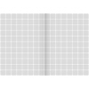 Offene Ansicht eines karierten Schulhefts mit sichtbarem linearem Gittermuster.