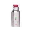 Edelstahl-Trinkflasche mit pinkem Deckel und buntem Prinzessin-Design.