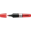 roter Textmarker mit abgenommenem Deckel und rutschfester Griffzone