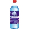Blaues Enteiserspray in einer transparenten Flasche mit rotem Deckel.
