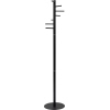 Schlanker Garderobenständer mit sieben Haken und stabiler Basis in schlichten Schwarz.