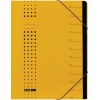 Gelbe Ordnungsmappe mit 7 Fächern und Punkt-Design, inklusive Tabaufdruck zum Beschriften.