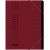 Bordeauxfarbene Ordnungsmappe mit 7 Fächern und Tabaufdruck zur Beschriftung.