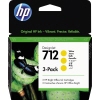 HP Tintenpatrone 712 gelb im 3er-Pack, jeweils 29 ml in einer Verkaufsverpackung.
