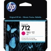 HP Tintenpatrone 712 in Magenta, Verpackung zeigt Schmetterlinge und Produktdetails.