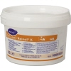 Weißer Eimer mit orangefarbener Beschriftung und Produktinformationen zur Handwaschpaste.