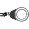 Leuchtlupe mit ringförmiger LED-Beleuchtung und dreh- sowie neigbarem Metallarm.
