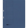 Blauer Ösenhefter mit beschreibbarem Feld und zwei Ösen zur Ablage in Ordnern.