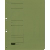 Grüner Ösenhefter mit Beschriftungsfeldern für Ablage in Ordnern.