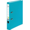 Türkisfarbener Kunststoffordner DIN A4 mit 50 mm Rückenbreite und zwei Hebelmechaniken.