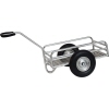 Handwagen aus Aluminium mit großen Rädern, sichtbar ist die Vorderansicht mit Deichsel.