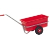Roter Handwagen mit herausnehmbarer Kunststoffmulde und Luftreifen, seitliche Ansicht.