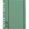 Grünes Trennblatt mit nummerierten Linien zum Organisieren von Dokumenten.