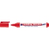 Roter Permanentmarker mit Kappe, beschriftet mit 'edding 8030 NLS high-tech marker'.