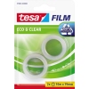 Zwei Rollen transparenten Klebefilms in umweltfreundlicher Verpackung.