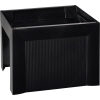 Schwarze Hängemappenbox mit geschlossener Front und geripptem Design für stapelbaren Einsatz.