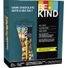 Nussriegel mit dunkler Schokolade und Meersalz, verpackt in einer Kartonbox mit 12 Riegeln.