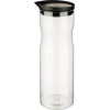 Transparente Karaffe mit schwarzem Deckel, geeignet für einen Inhalt von 1 Liter.