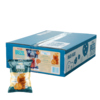 Verpackung der Brezelcracker in blauer Kartonage mit gelber Frontseite und Nährwertangaben.
