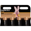 DURACELL Plus C-Batterien in einer 4er-Packung mit einem animierten Hasen im Hintergrund.