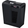 Schwarzer elektrischer Aktenvernichter mit Sichtfenster für Papier- und Reversefunktion.